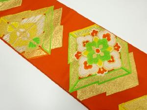 アンティーク　花菱に蝶模様織出し袋帯（材料）